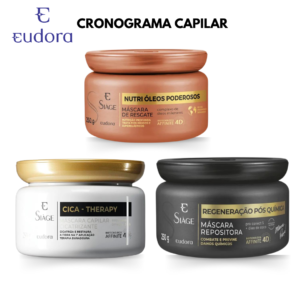 Combo Cronograma Capilar Eudora Siage 3 Máscaras Cica Therapy Nutri Óleos Poderosos Regeneração Pós Química