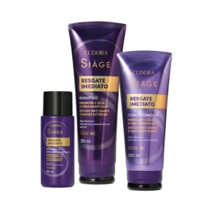 Combo Eudora Siàge Resgate Imediato: Shampoo 250ml + Condicionador 200ml + Água Lamelar 150ml